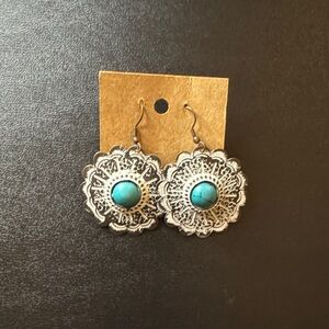 Intricate Fashion Faux Turquoise Earrings, NEW, pierced ears